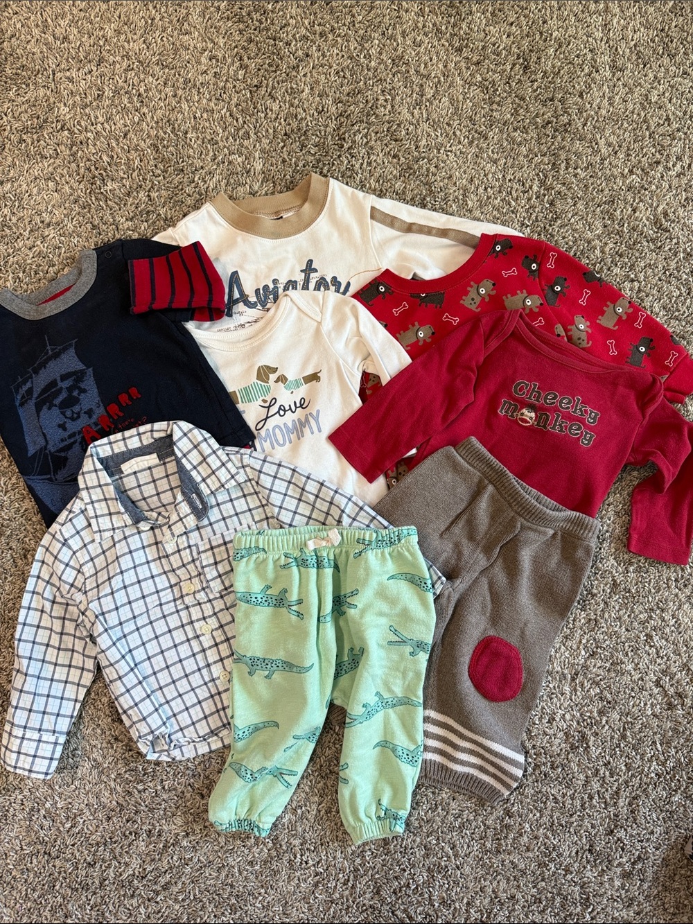 Mixed Baby Outfit Bundle - Red, Navy, Cream, Mint, Gray